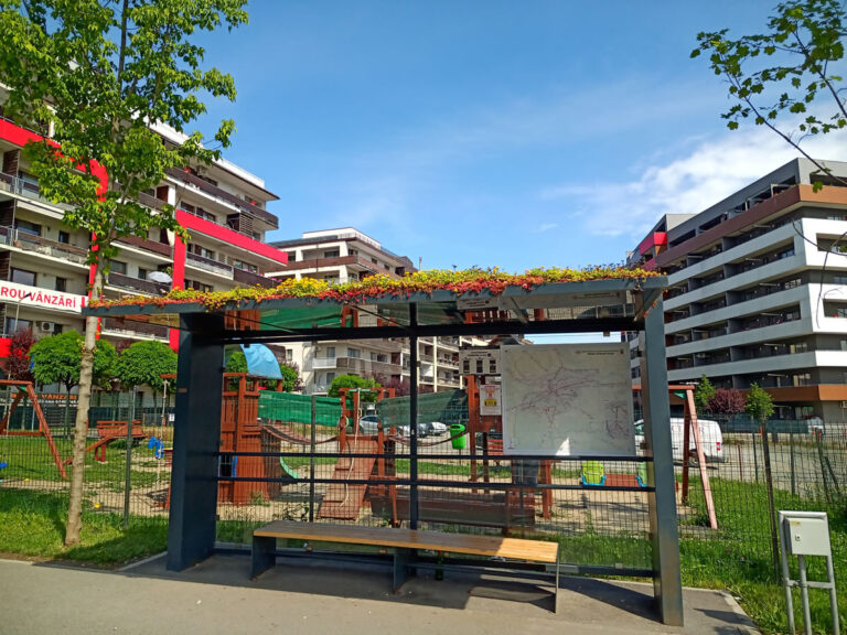 Cluj-Napoca City Hall, extensive green roof area 8 sqm/station, 10 stations, year of construction 2021-2022